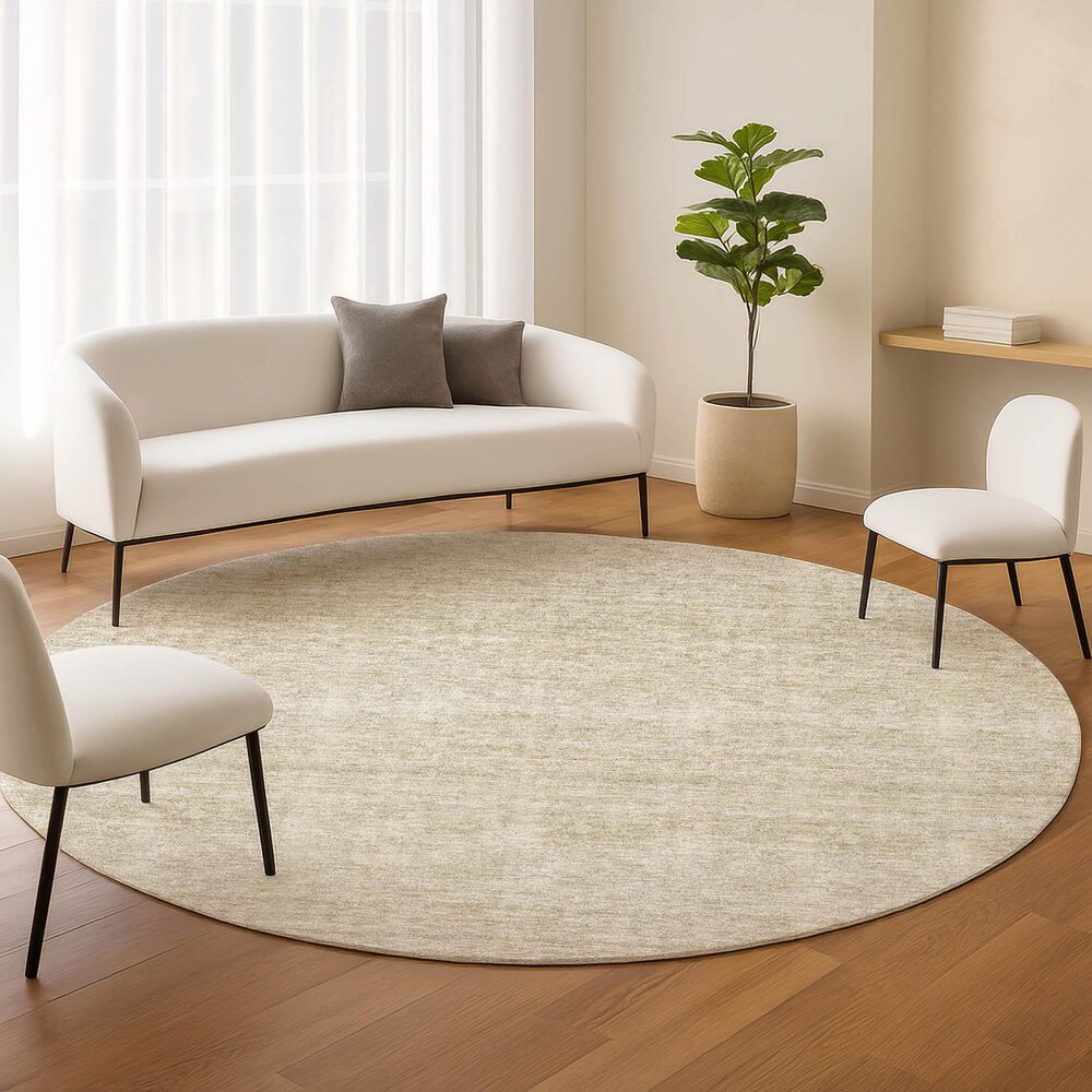 Dalyn Rug Company Soft Essentials Solid Beige 8' Round Indoor/Outdoor Area Rug, , large