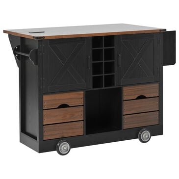 HOMLUX 54" Kitchen Island with Drop Leaf in Black, , large