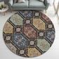 Dalyn Rug Company Silk Road Black, Ivory, Paprika, Sage, Gold and Gray 8" Round Area Rug, , large