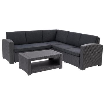 CorLiving Lake Front 6-Piece Patio Sectional Set in Black, , large