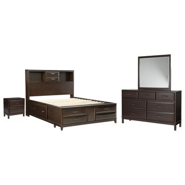 Ashley Vanmore 4-Piece Queen Storage Bedroom Set in Dark Brown, , large