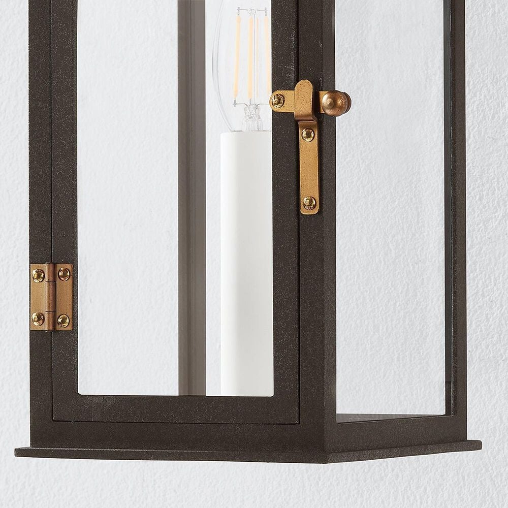 Troy Lighting Bohen 8" 1-Light Exterior Wall Sconce in French Iron and Patina Brass, , large