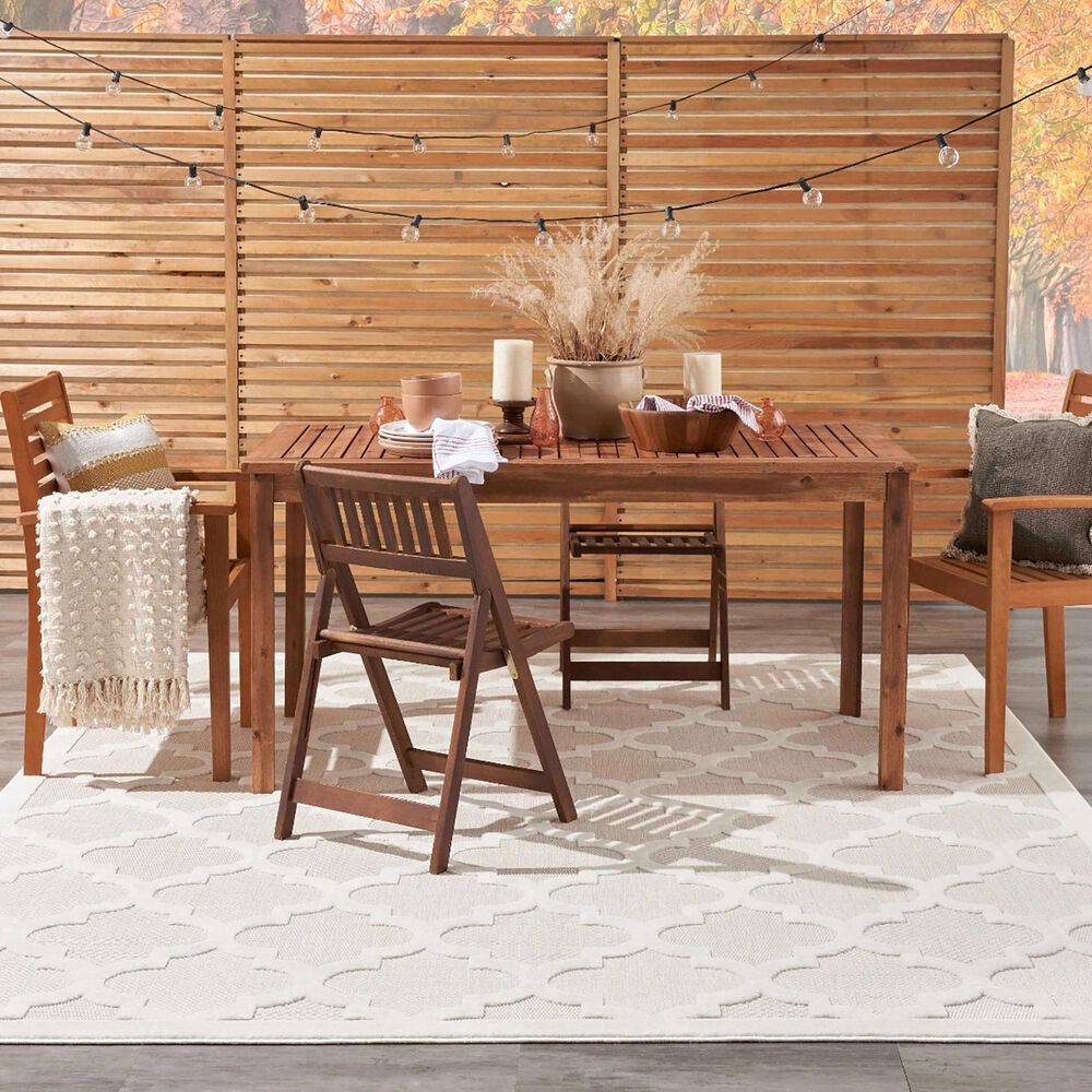 Nourison Easy Care 8&#39; x 10&#39; Ivory and White Indoor/Outdoor Area Rug, , large