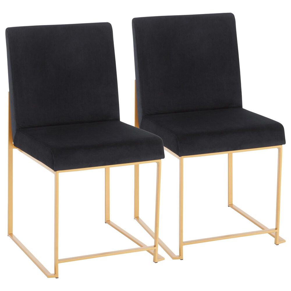LumiSource Fuji Side Chair with Black Velvet Cushion in Gold (Set of 2), , large