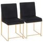 LumiSource Fuji Side Chair with Black Velvet Cushion in Gold (Set of 2), , large