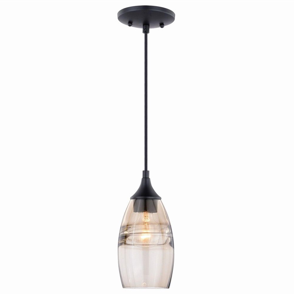 Vaxcel Milano 1-Light Mini Pendant with Amber Fog Shade in Oil Rubbed Bronze, , large
