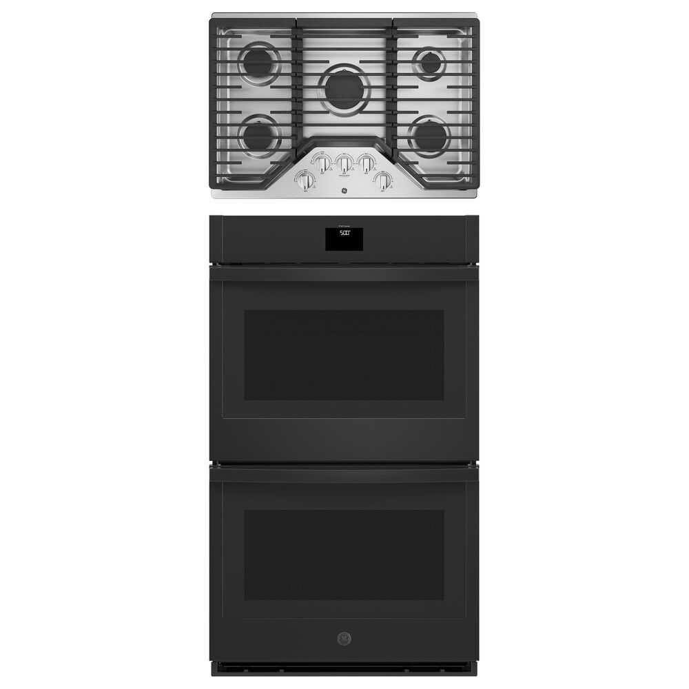 GE Appliances 2-Piece Kitchen Package with Black 30" Smart Built-In Double Wall Oven and Stainless Steel 30" Gas Cooktop, , large