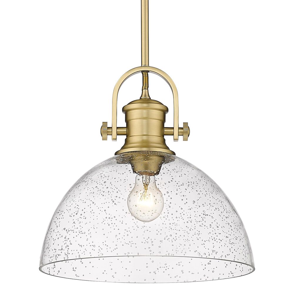Golden Lighting Hines Large Pendant Light with Seeded Glass in Brushed Champagne Bronze, , large