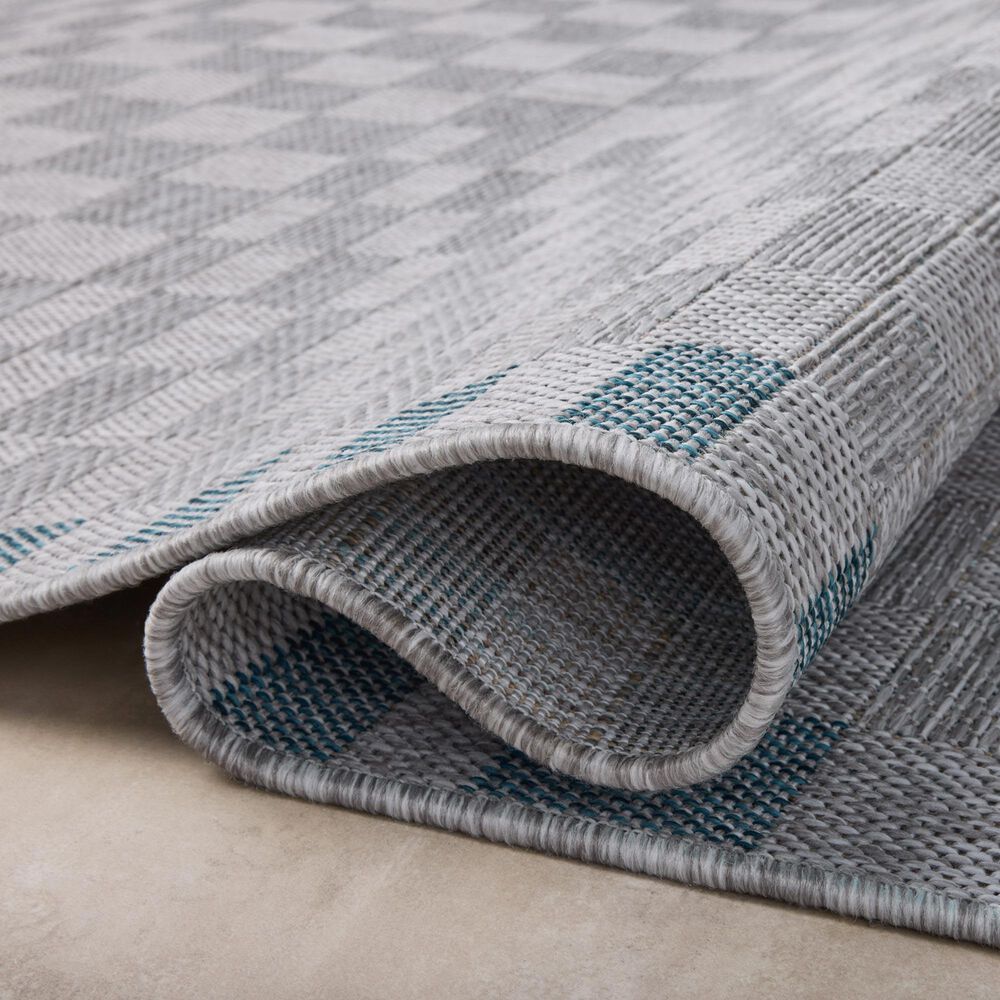 Amber Lewis x Loloi Topanga 2&#39;3&quot; x 3&#39;9&quot; Silver and Blue Indoor/Outdoor Area Rug, , large