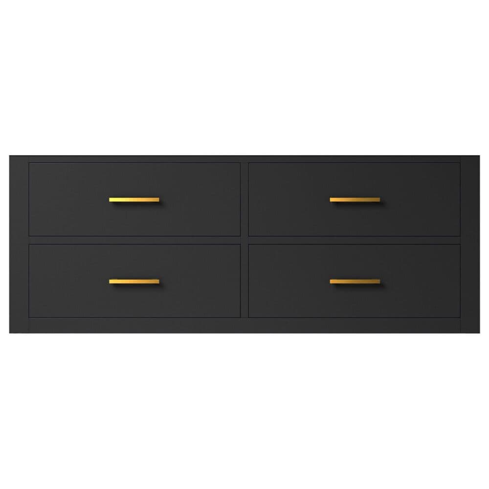 Lexora Home Castor 48&quot; Single Bathroom Vanity in Black with 2 cm White Carrara Marble Top and Rectangular Sink, , large
