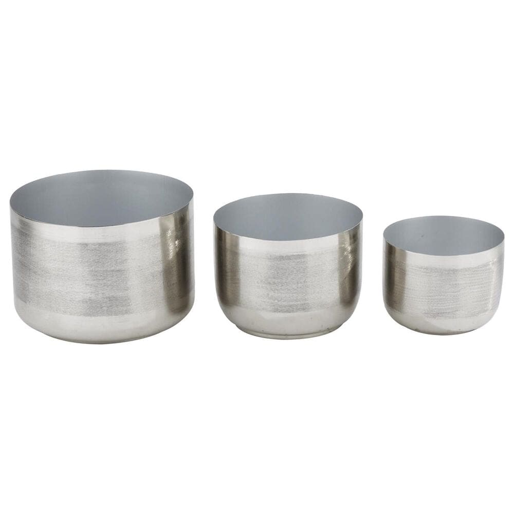 Maple and Jade Planter in Brushed Silver &#40;Set of 3&#41;, , large