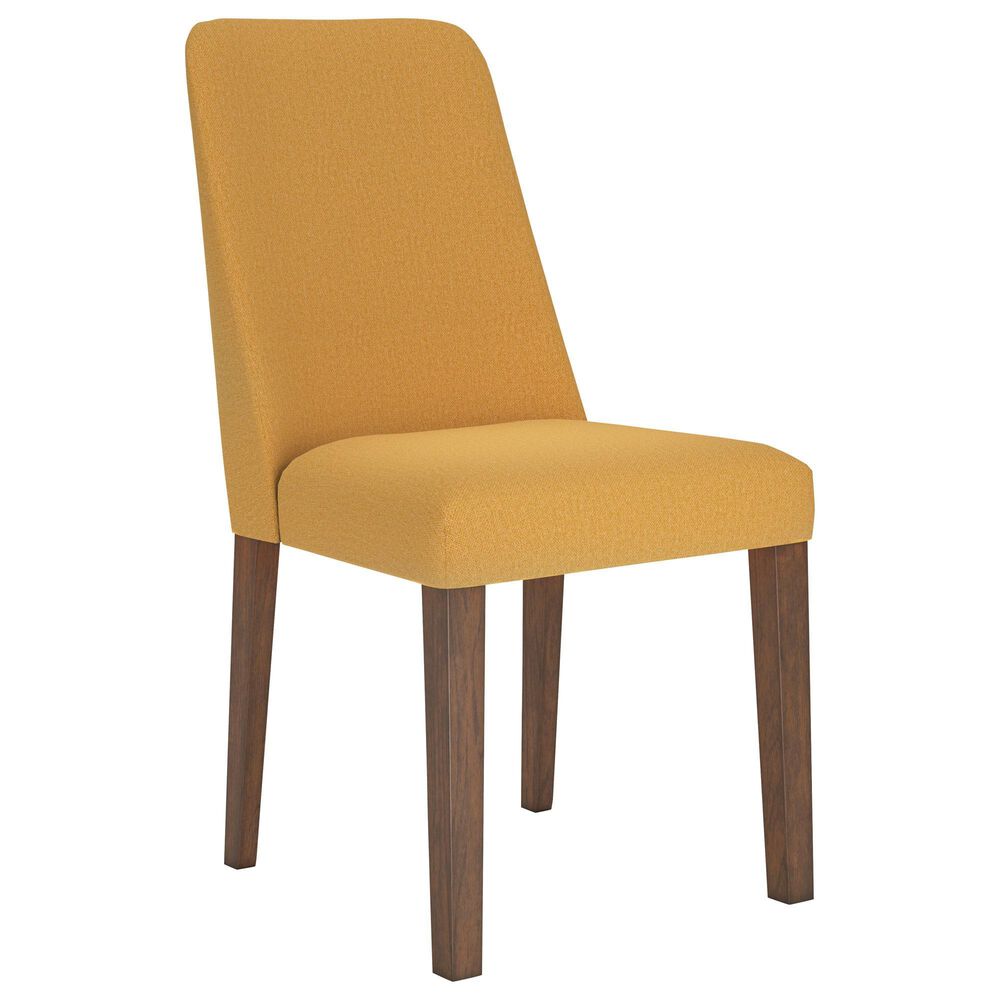 Ashley Lyncott Side Chair with Mustard Yellow Cushion in Brown, , large