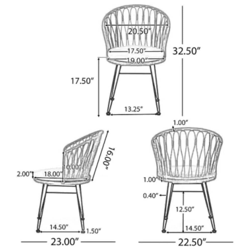 Hearth and Haven Tavon Patio Chair with Gray Cushion in Gray &#40;Set of 2&#41;, , large