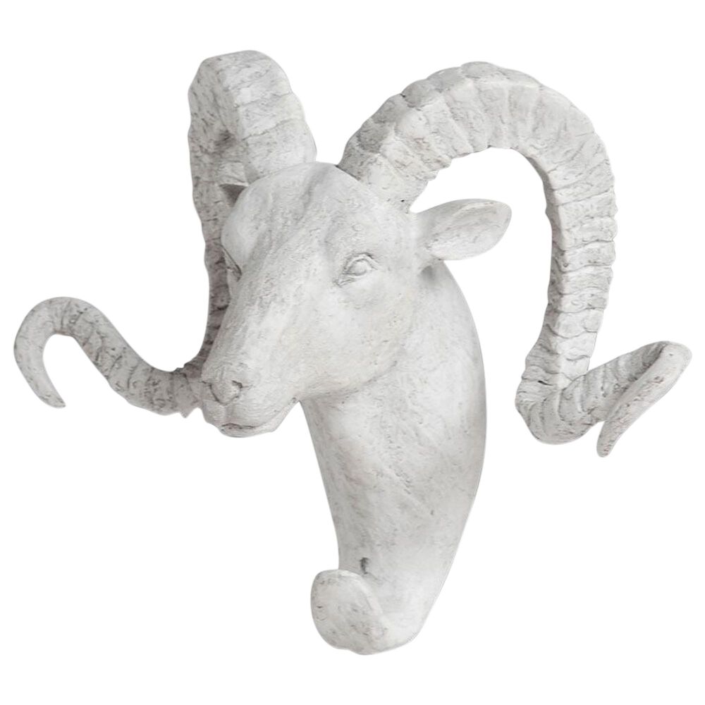 Mercana Dugaleon Ram Head with Coat Hook in White, , large
