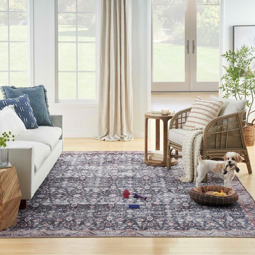 Nourison Grand Washables 7&#39;10&quot; x 9&#39;10&quot; Navy Ivory Area Rug, , large