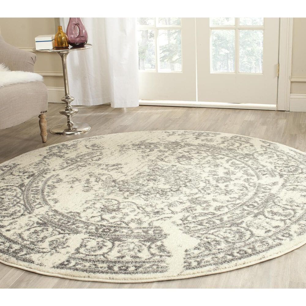 Safavieh Adirondack ADR101B-10R 10&#39; x 10&#39;  Ivory/Silver Round Rug, , large