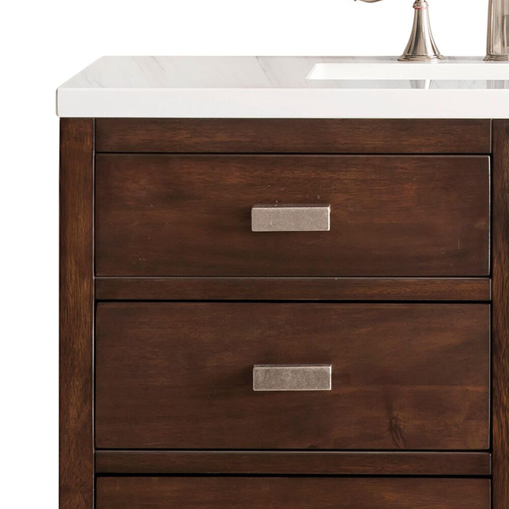 James Martin Vanities Addison 36" Single Vanity Cabinet in Mid Century Acacia with 3 cm White Zeus Quartz Top and Rectangular Sink, , large