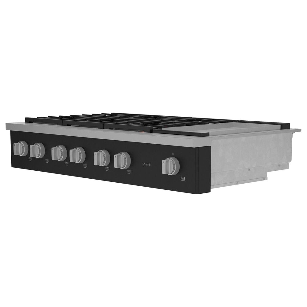 Cafe 48&quot; Natural Gas Rangetop with Integrated Griddle in Matte Black and Brushed Stainless, , large
