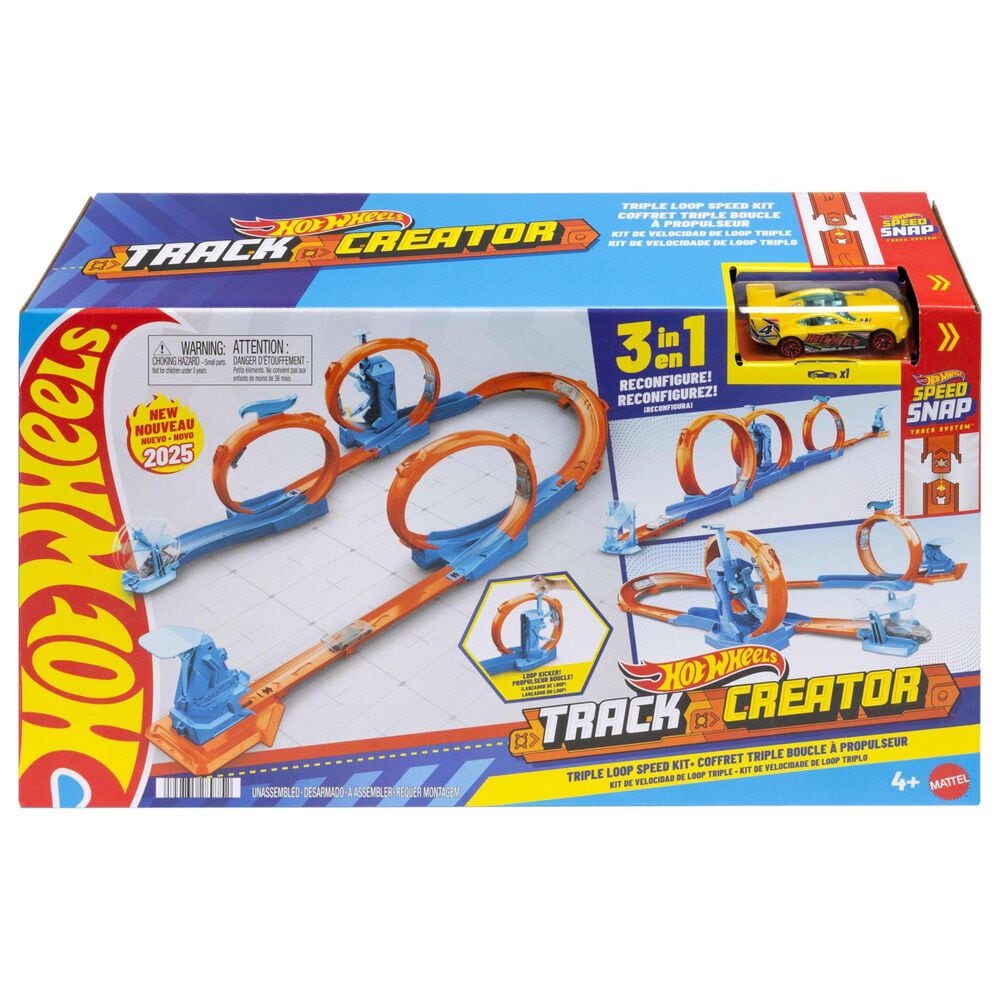 Hot Wheels 1:64 Scale Creator Triple Loop Track Set in Multicolor, , large