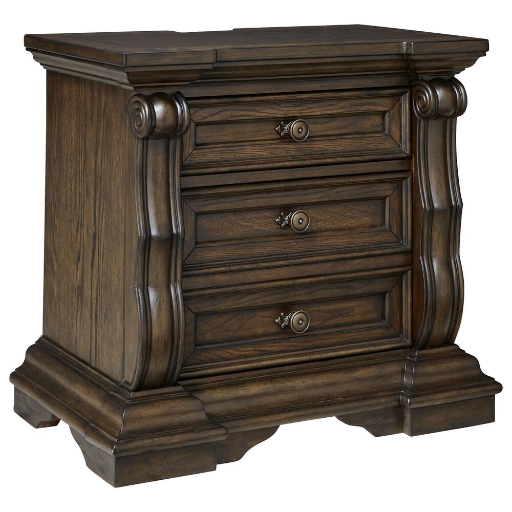 Millenium Maylee King Upholstered Bed and Two Nightstands in Dark Brown, , large