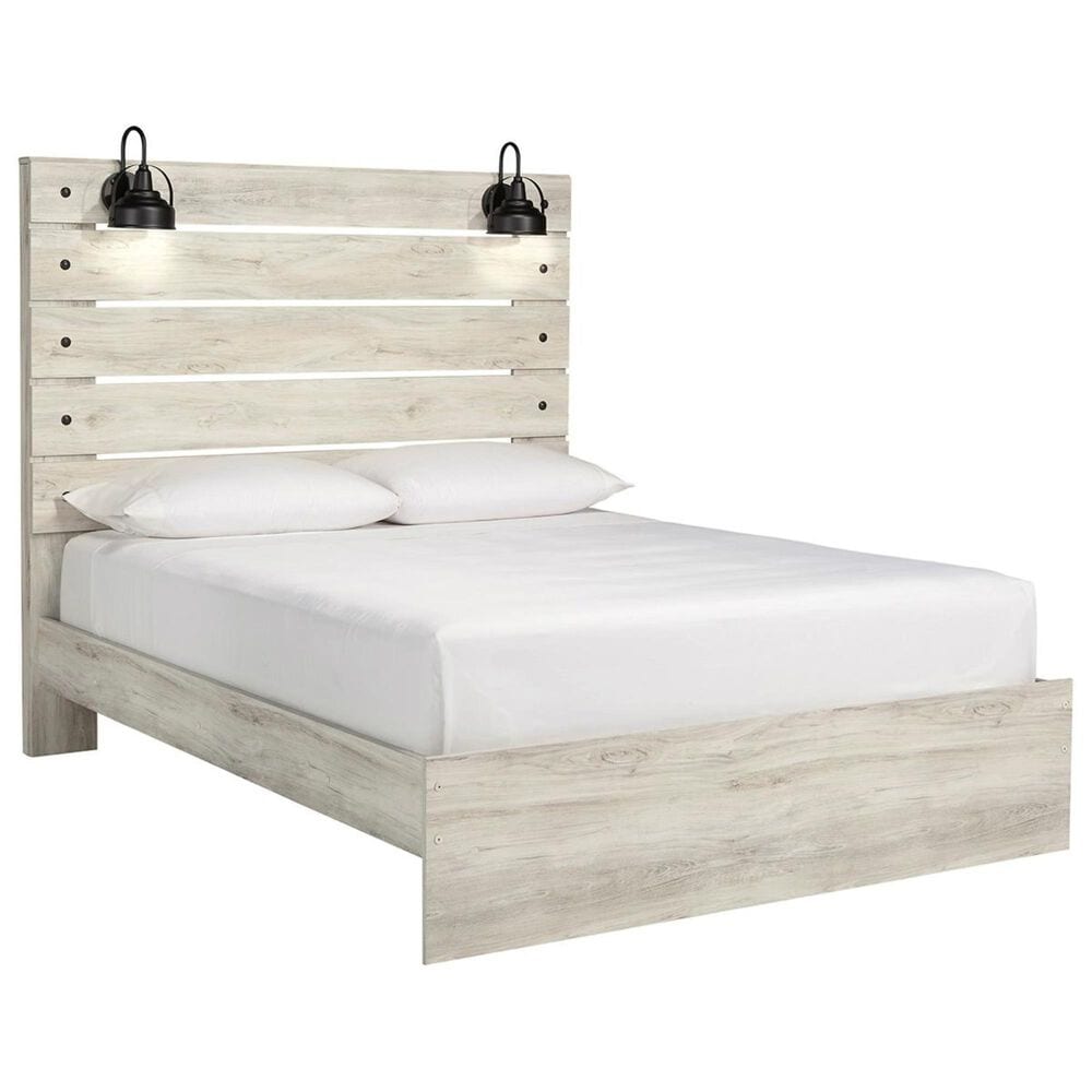 Ashley Cambeck Queen Panel Bed in Whitewash with Lighting, , large