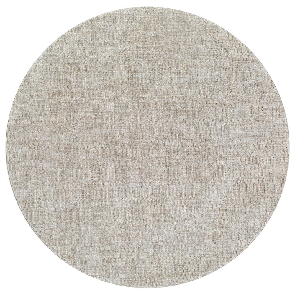 Surya Masterpiece Light Gray and Medium Gray 6"7" Round Area Rug, , large