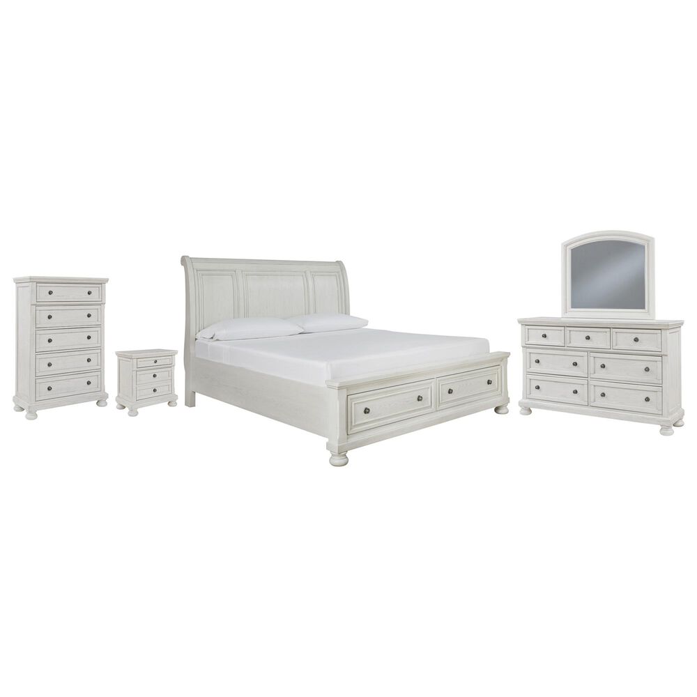 Ashley Robbinsdale 5-Piece King Storage Bedroom Set in Antique White, , large