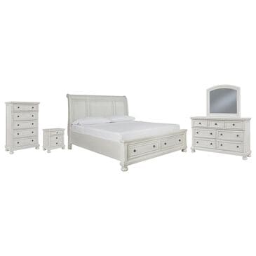 Ashley Robbinsdale 5-Piece King Storage Bedroom Set in Antique White, , large