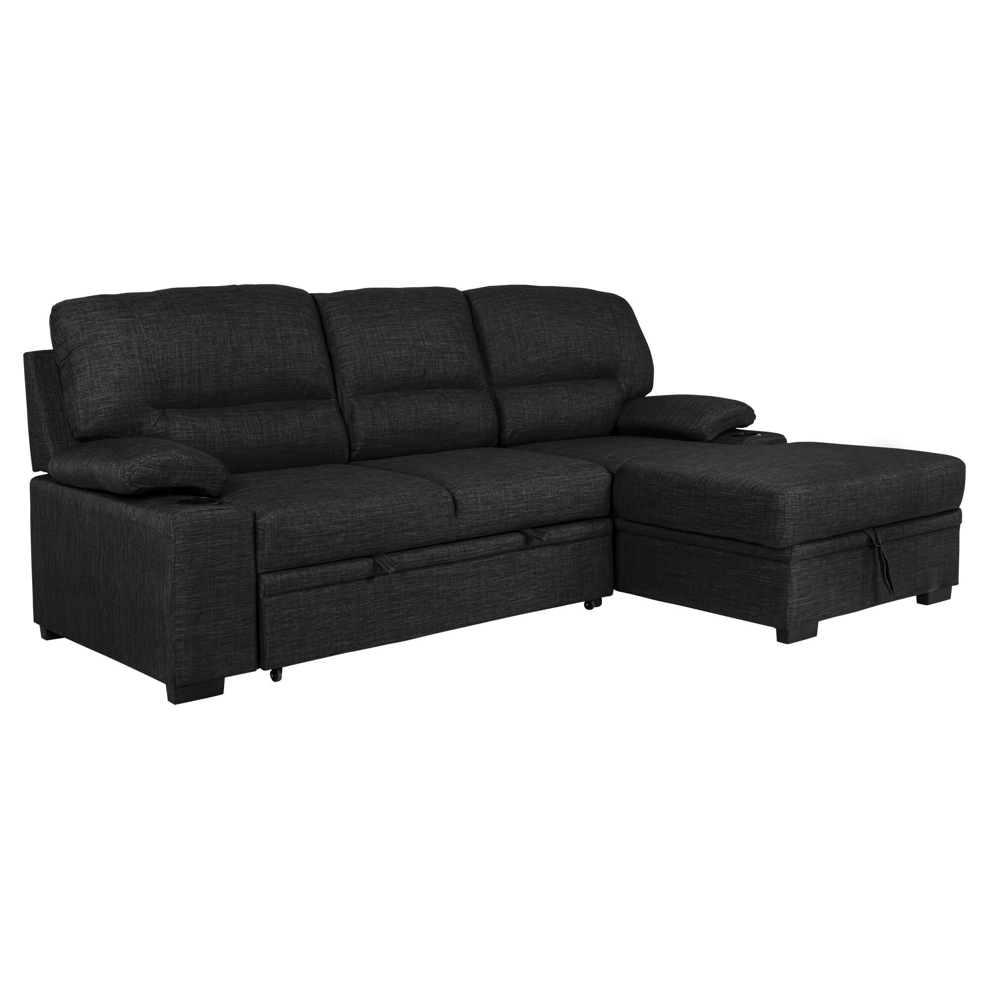 Primo Giuseppe Sofa with Storage Chaise in Charcoal Gray