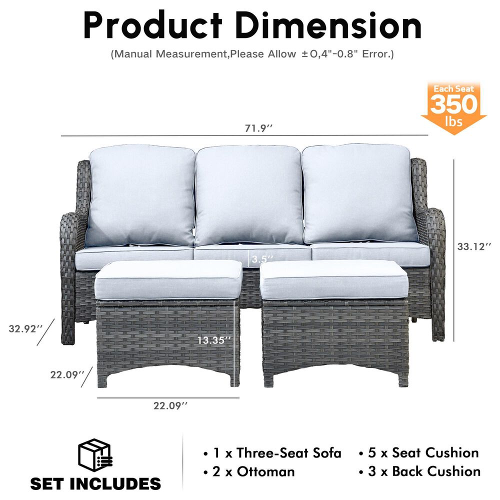 HOMLUX Patio Rattan Sofa Set in Gray, , large