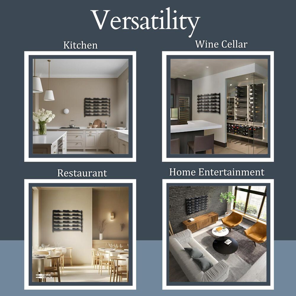 HOMLUX Modern 18-Bottle Metal Wall Mounted Wine Rack in Black, , large