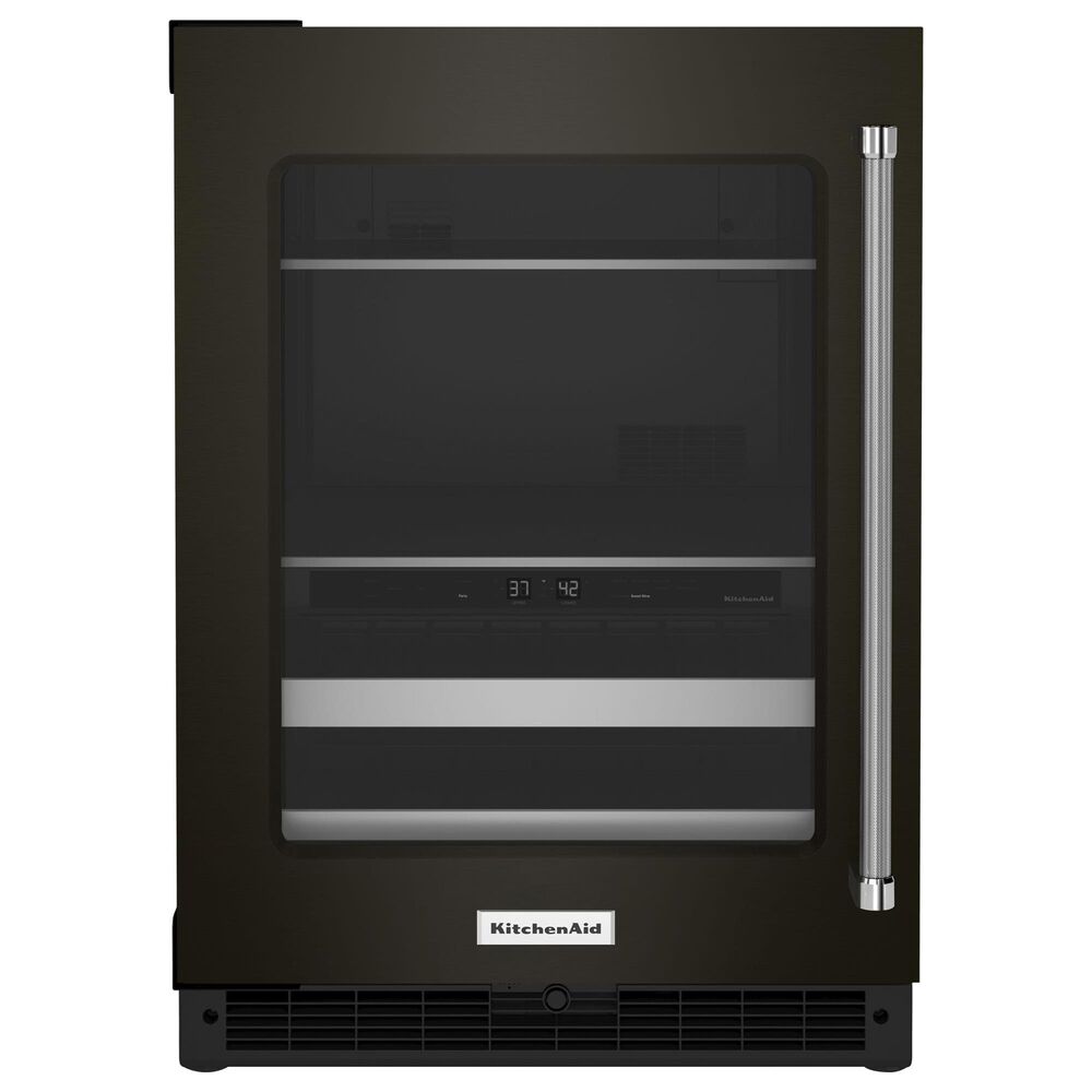 KitchenAid 24" Beverage Center with Left Hinge and Metal-Front Racks in Black Stainless Steel, , large