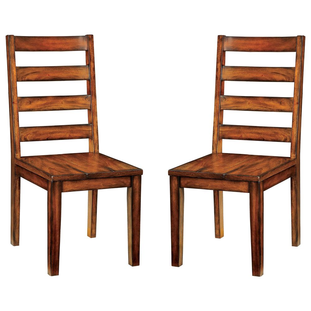 Furniture of America Caudle Dining Chair in Tobacco Oak (Set of 2), , large