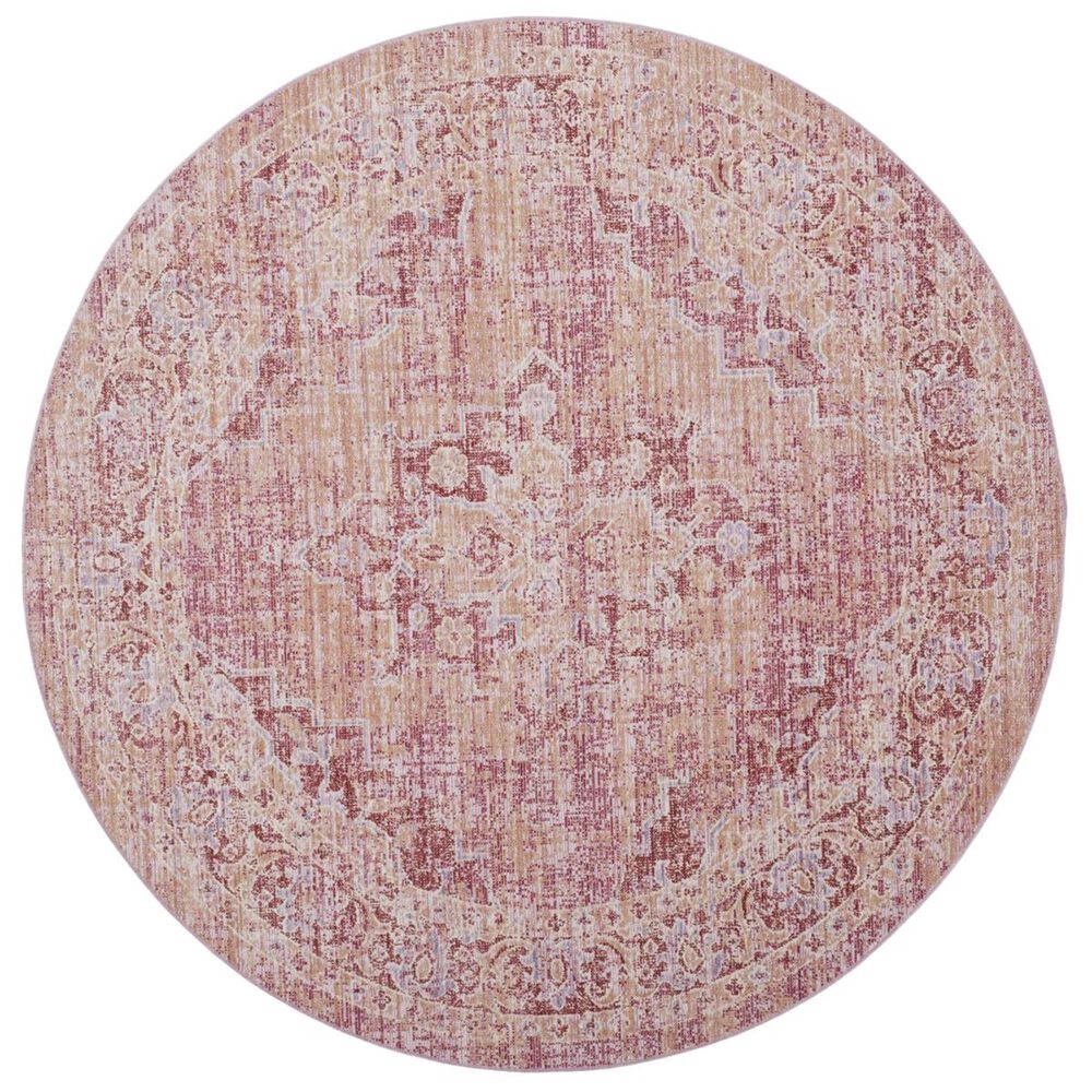 Safavieh Windsor WDS321B 6' Round Orange and Fuchsia Area Rug, , large