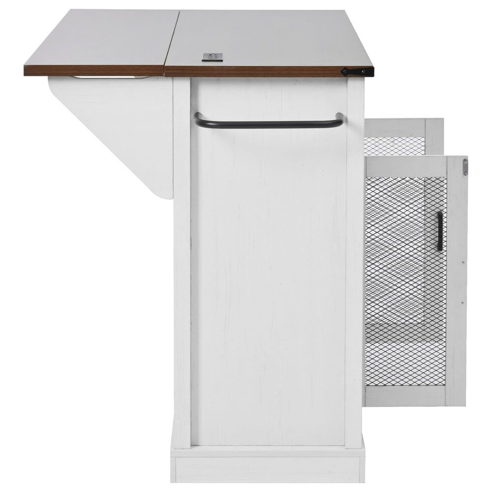 HOMLUX 58" Kitchen Island with Drop Leaf in White and Brown, , large