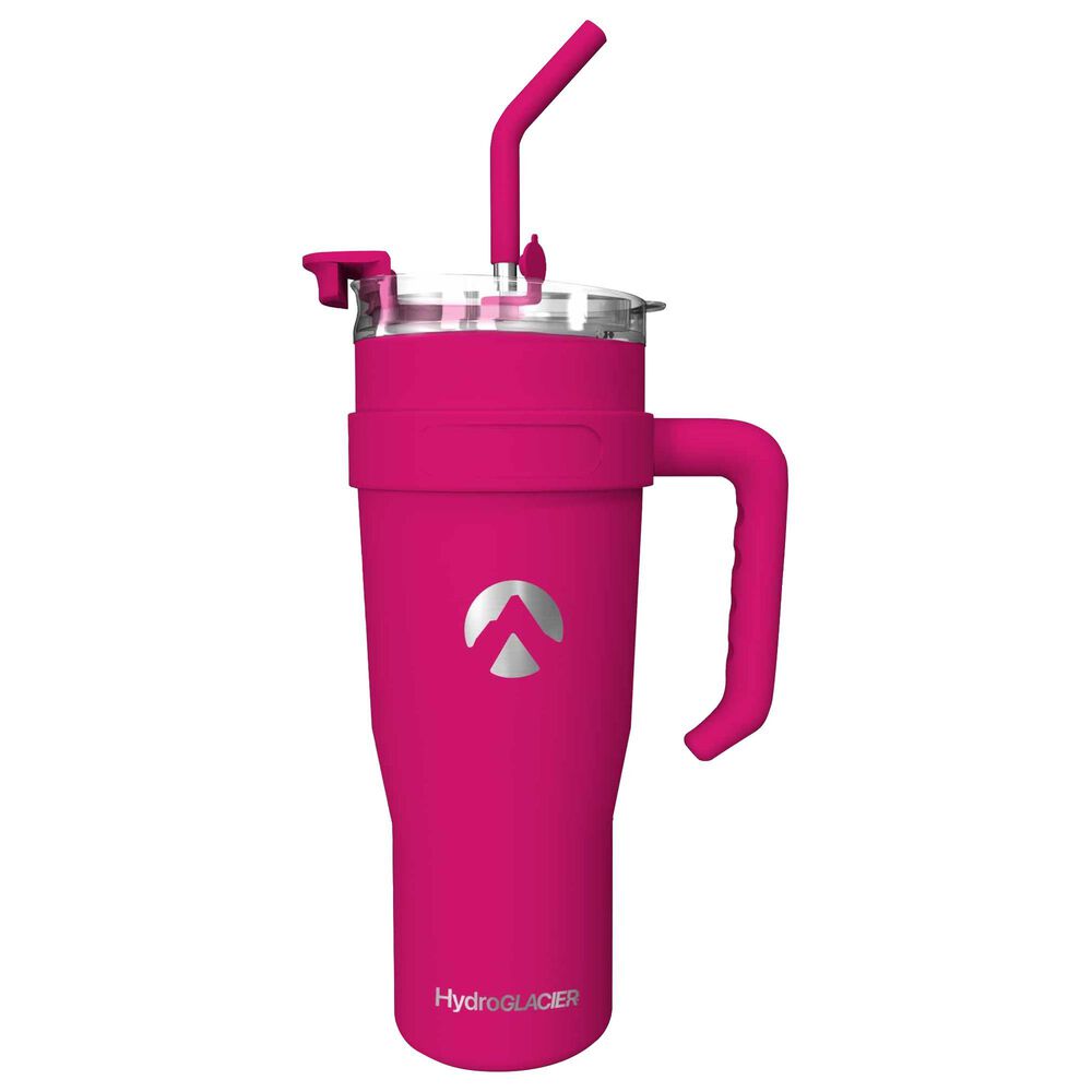 Hydroglacier 40 Oz Tumbler Bottle with Bent Straw in Candy Pop, , large