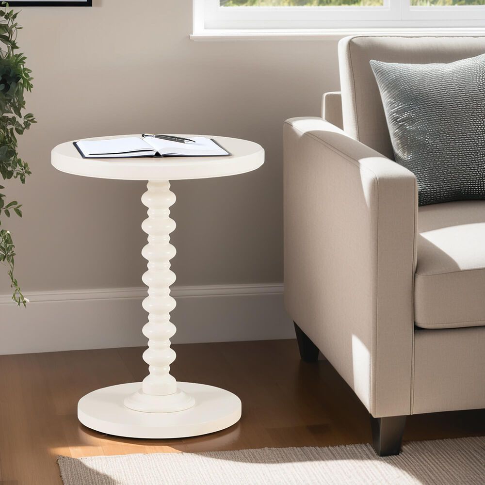 Linon Home Decor Aurora Round Side Table in White, , large