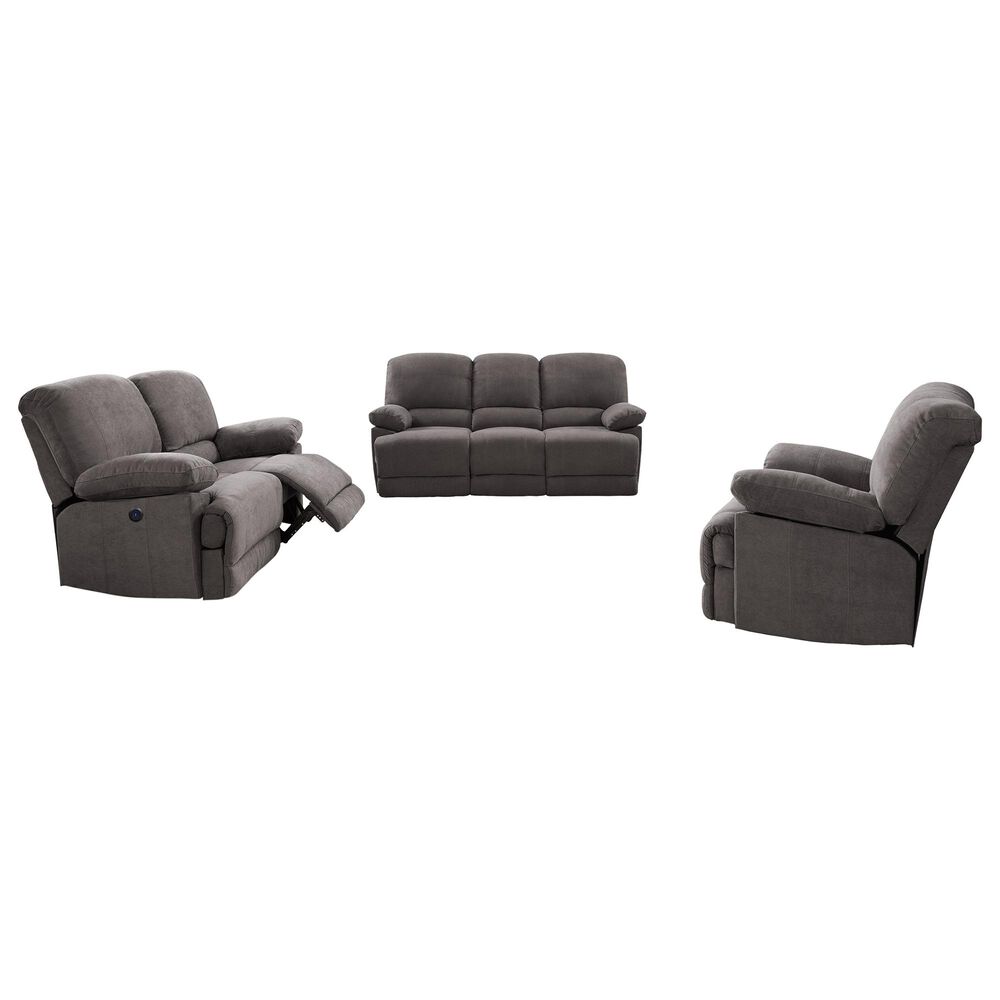 CorLiving Lea Power Reclining 3-Piece Set with Cupholders & USB Port in Grey Fabric, , large