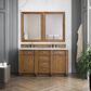 James Martin Vanities Bristol 60" Double Bathroom Vanity in Saddle Brown with 3 cm Arctic Fall Solid Surface Top and Rectangular Sinks, , large