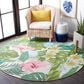 Safavieh Barbados Tropical Floral 6"6" Round Green and Pink Indoor/Outdoor Area Rug, , large