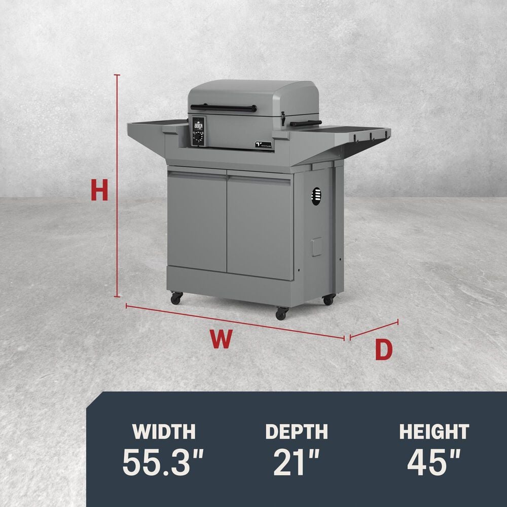 Tytus Emberwood Grill and Prep Cart with Tabletop Pellet Grill in Gunmetal Gray, , large