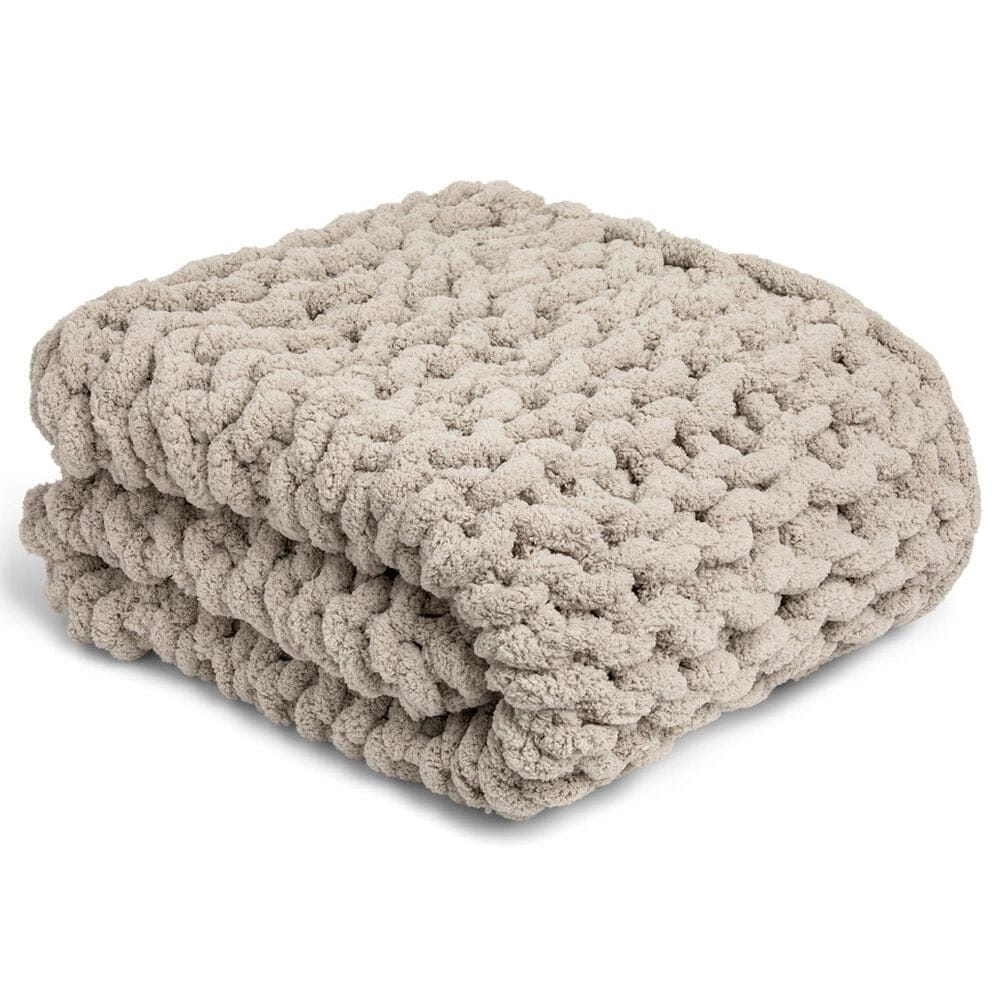 Demdaco Chunky Knit 65" x 70" Throw Blanket in Taupe, , large