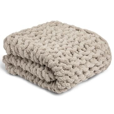 Demdaco Chunky Knit 65" x 70" Throw Blanket in Taupe, , large