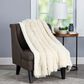 Timberlake Lavish Home Long Faux Rabbit Fur Throw in White, , large