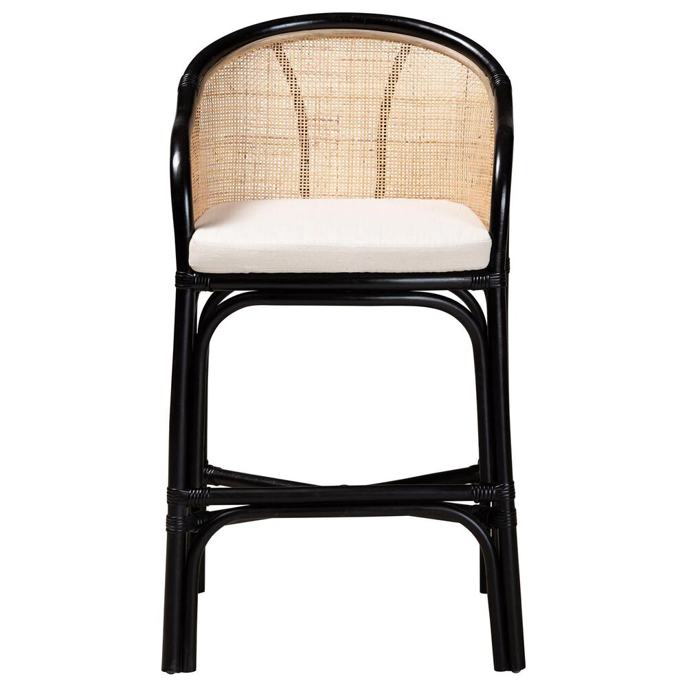 Baxton Studio Miranda Counter Stool in Black and Natural Brown, , large