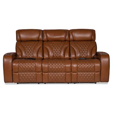 Aurora Furnishings Power Reclining Sofa with Drop Down Table in Livorno Nutmeg, , large