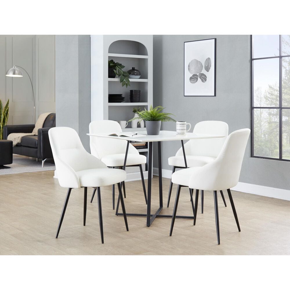 Lumisource York Side Chair with White Upholstered in Black &#40;Set of 2&#41;, , large