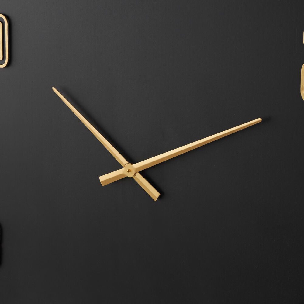 Maple and Jade Large Decorative Wall Clock in Oiled Black and Gold, , large