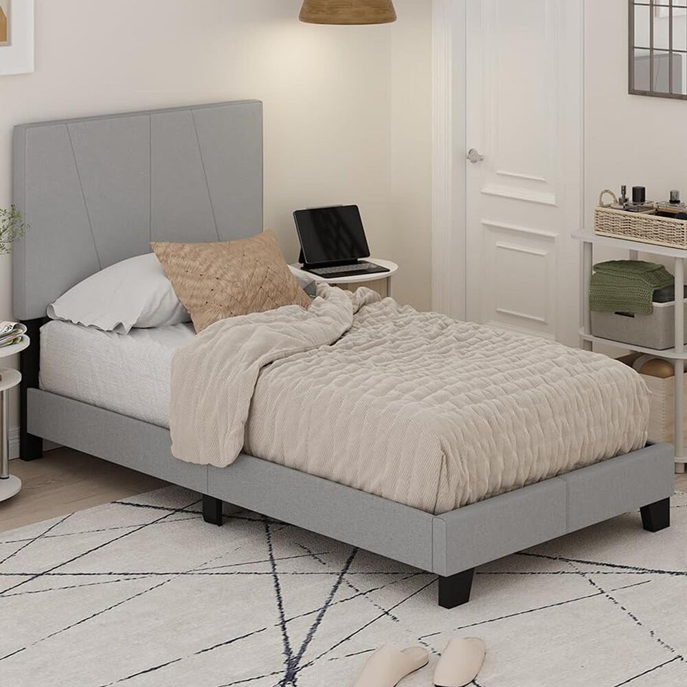 HOMLUX Lucy Twin Platform Bed Frame in Glacier, , large