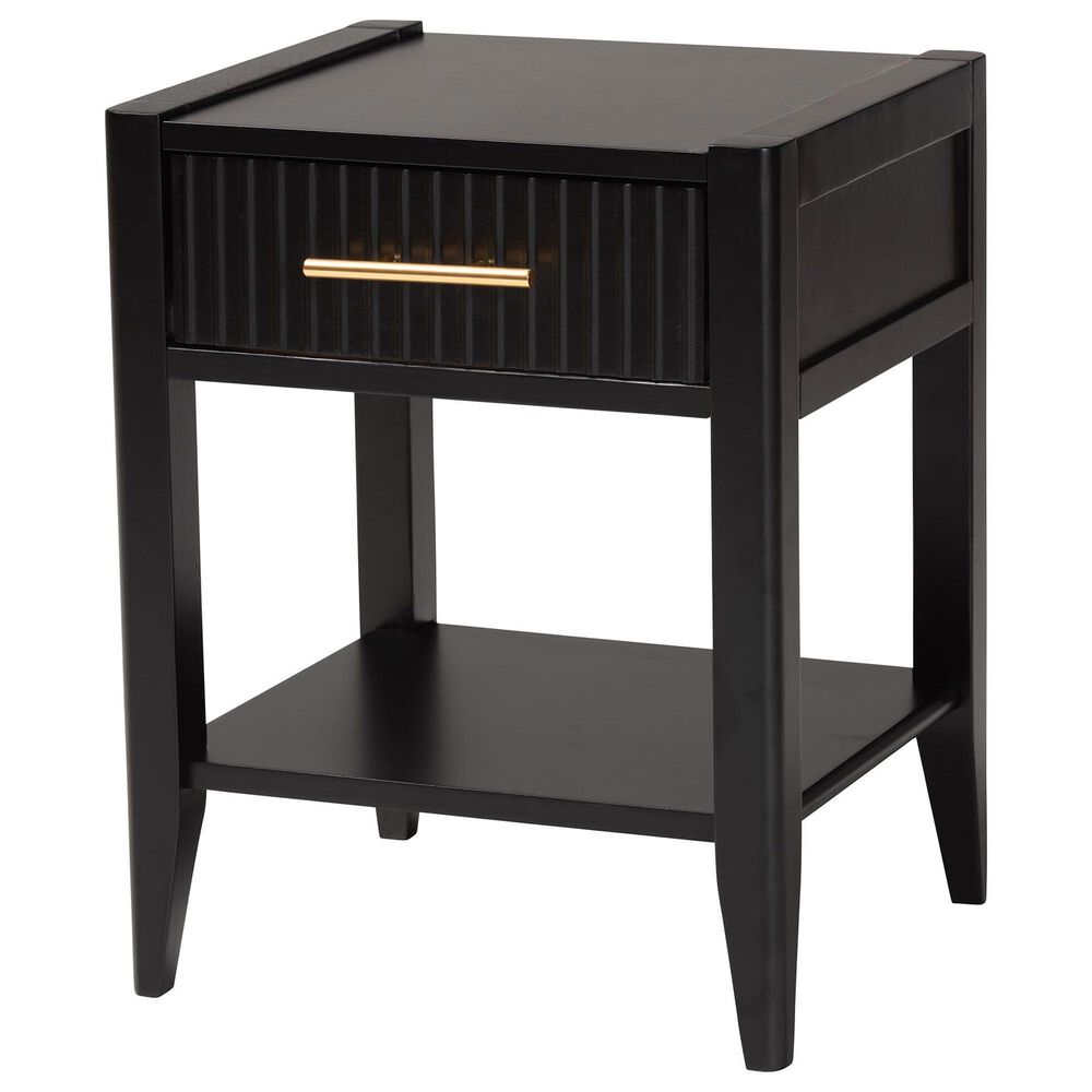 Baxton Studio Primrose 1-Drawer Nightstand in Black, , large